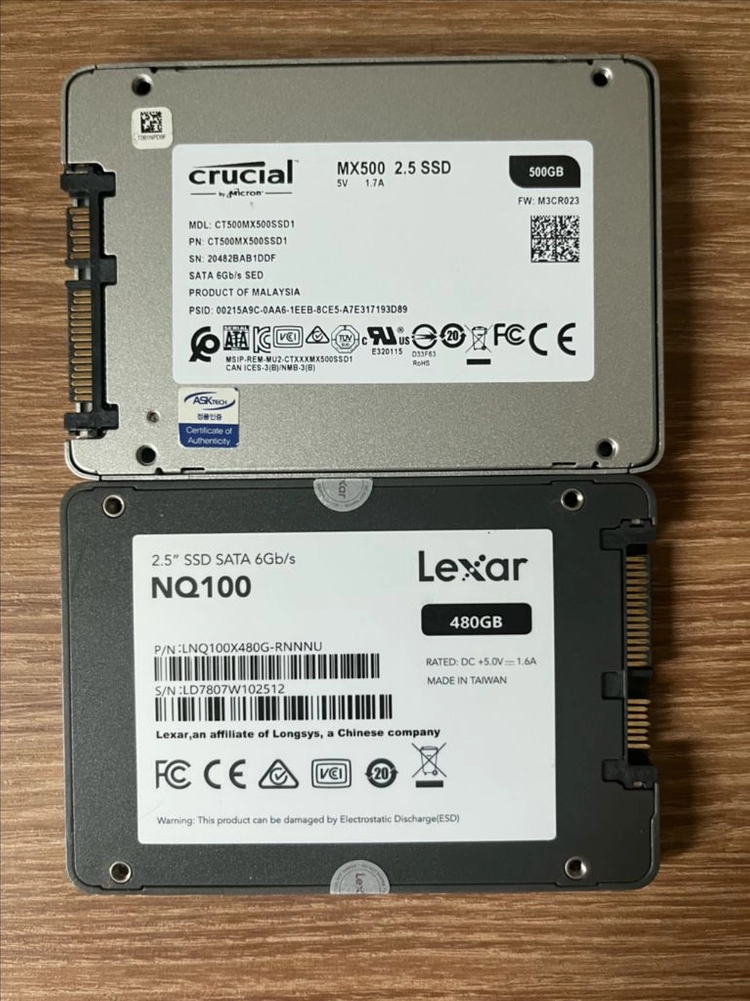 마이크론 mx500 500gb + lexar 480gb 일괄 판매 이미지