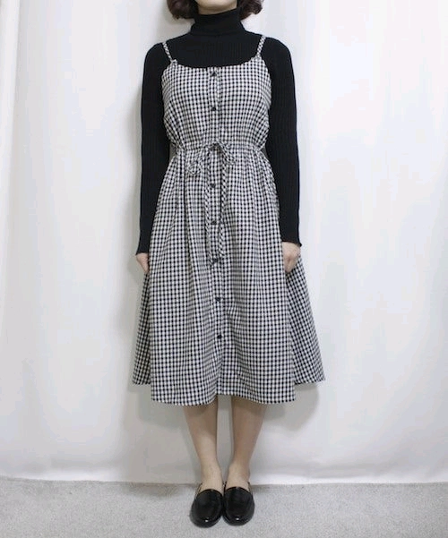 새상품) 체크 롱원피스 뷔스티에 리본 스트링 나시 빈티지 / 로버블 밀크코코아 바온 빈블 러브앤드팝 라부 트윈즈영 이미지