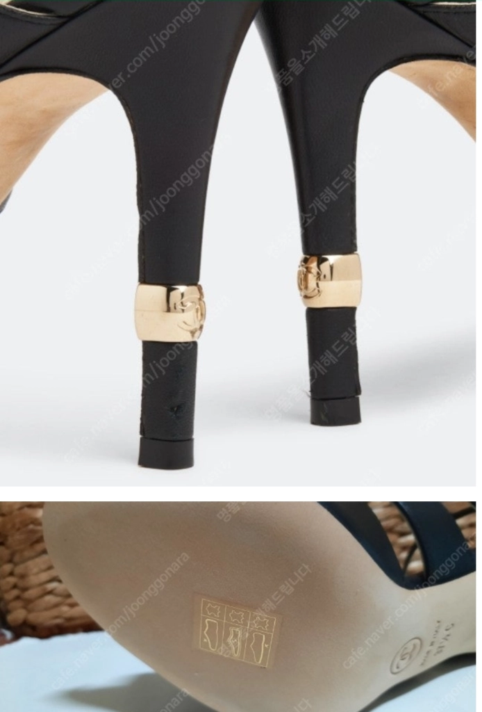Chanel Sheepskin 하이힐 샤넬의 CC 스트래피 샌들은 블랙 양가죽 소재로 제작 이미지