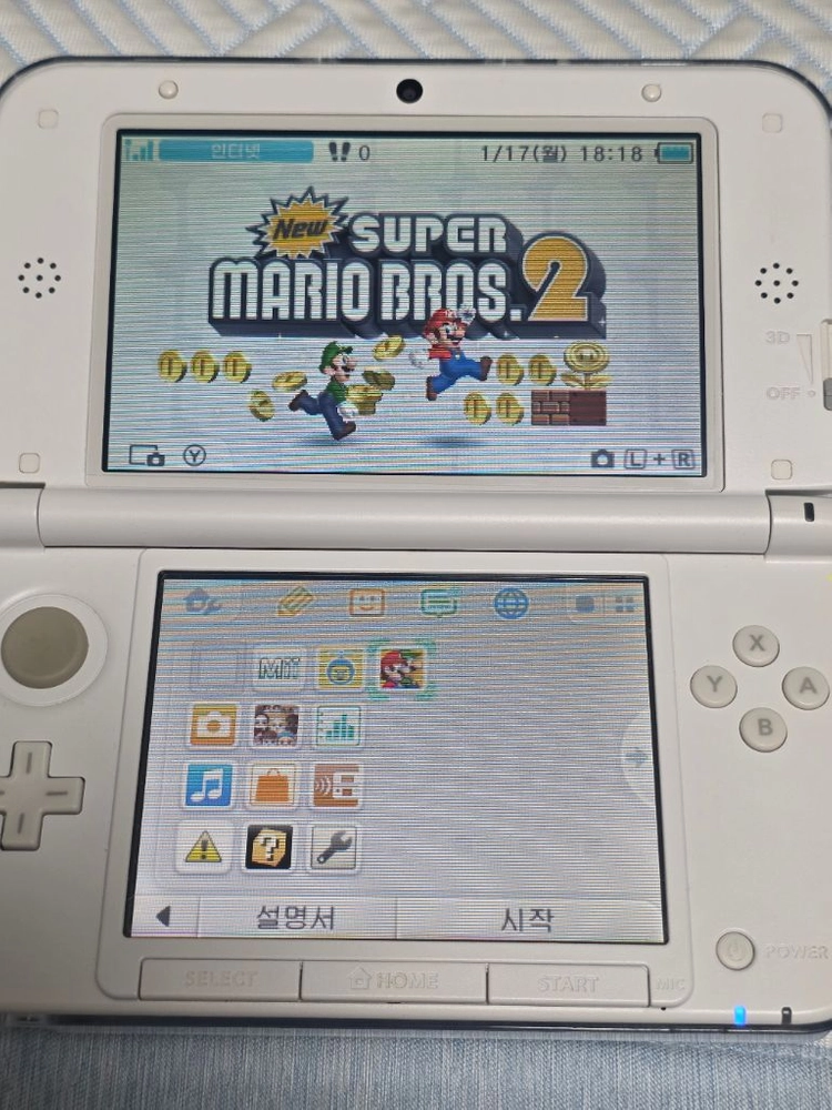 닌텐도 3ds xl 정발 순정 화이트 미품 슈퍼마리오 DL내장 이미지