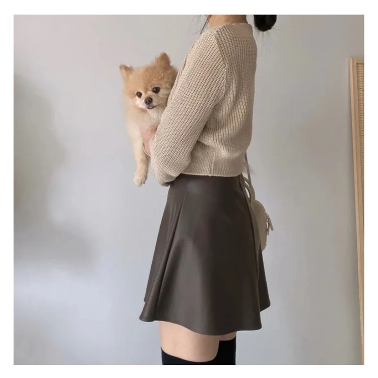 진베이지색 긴팔 크롭 가디건 (XS/S/M, 44/55/66, 80/85/90 사이즈) 이미지