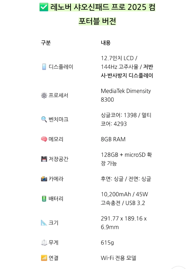 레노버 샤오신패드 프로 12.7인치 2025 컴포터블 버전(글로벌룸패치) 이미지
