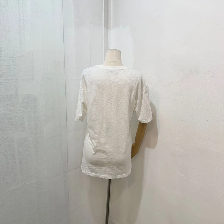 버커루 단추 화이트 반팔티셔츠 반소매티 슬럽티 5080 이미지