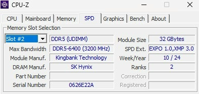 KingBank 킹뱅크 DDR5 6400 CL32 64GB (32GBx2) 하이닉스 다이 이미지
