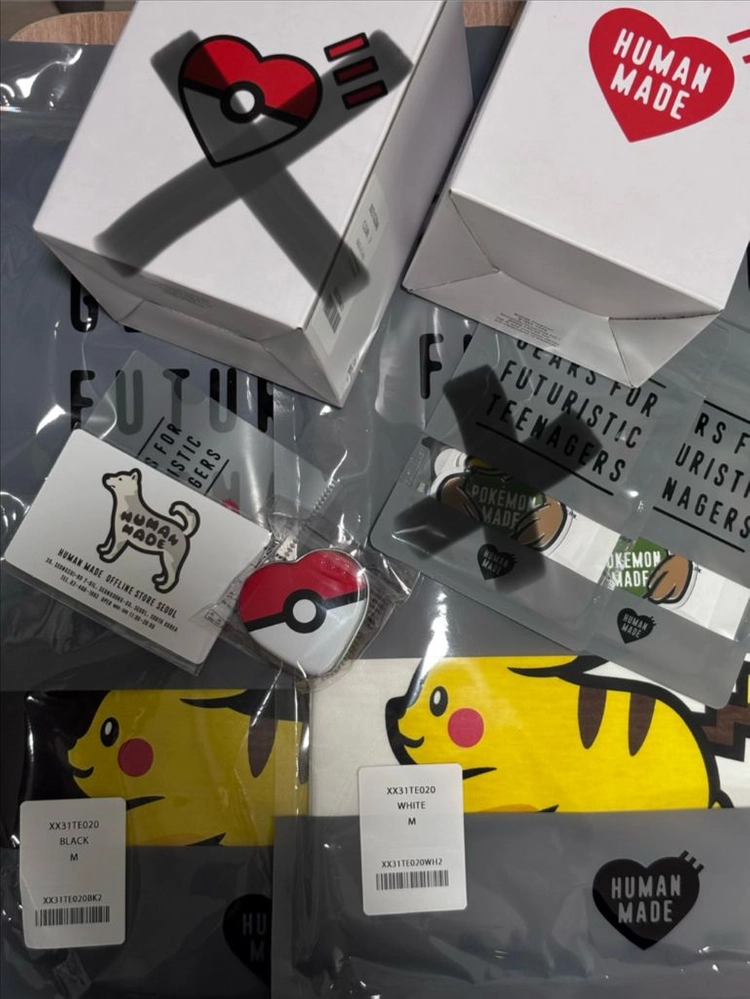 휴먼메이드 포켓몬 포켓몬 메이드 글래스 컵 파오리 키링 피카츄 티 각종 판매 이미지