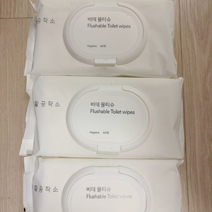 일괄) 생활공작소 비데 물티슈 60매 3팩 이미지