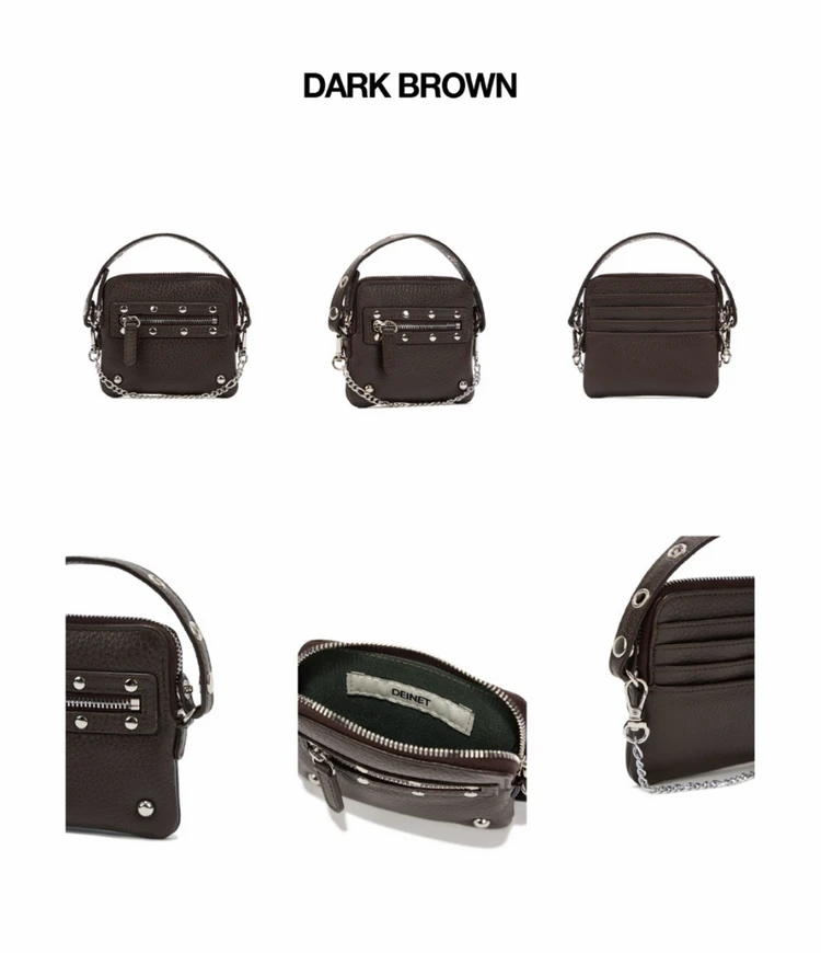 다이닛 DEINET STUD CROSS CHAIN WALLET 다크 브라운 이미지