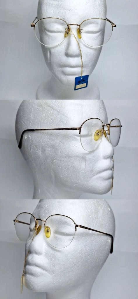 VIGOR 397 반무테 안경테 50mm 골드 라운드 일본 빈티지 데드스톡 아메카지 레트로 클래식 복고 수입 패션 이미지
