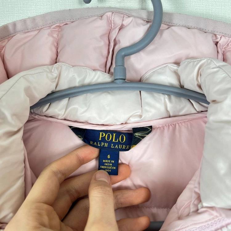 폴로 랄프로렌 핑크 다운 패딩 점퍼 아동6 라덴 빈티지 이미지