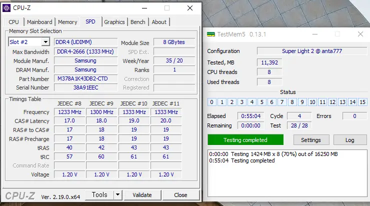 삼성 DDR4 2666 8GB 메모리 2개 세트 이미지