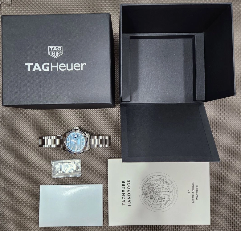 태그호이어 아쿠아레이서 스틸 블루 43mm 오토매틱 시계 이미지