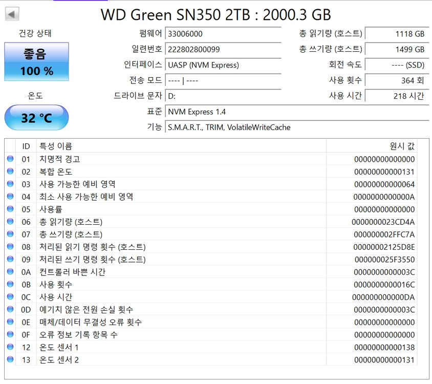 wd sn350 2tb m.2 nvme 이미지