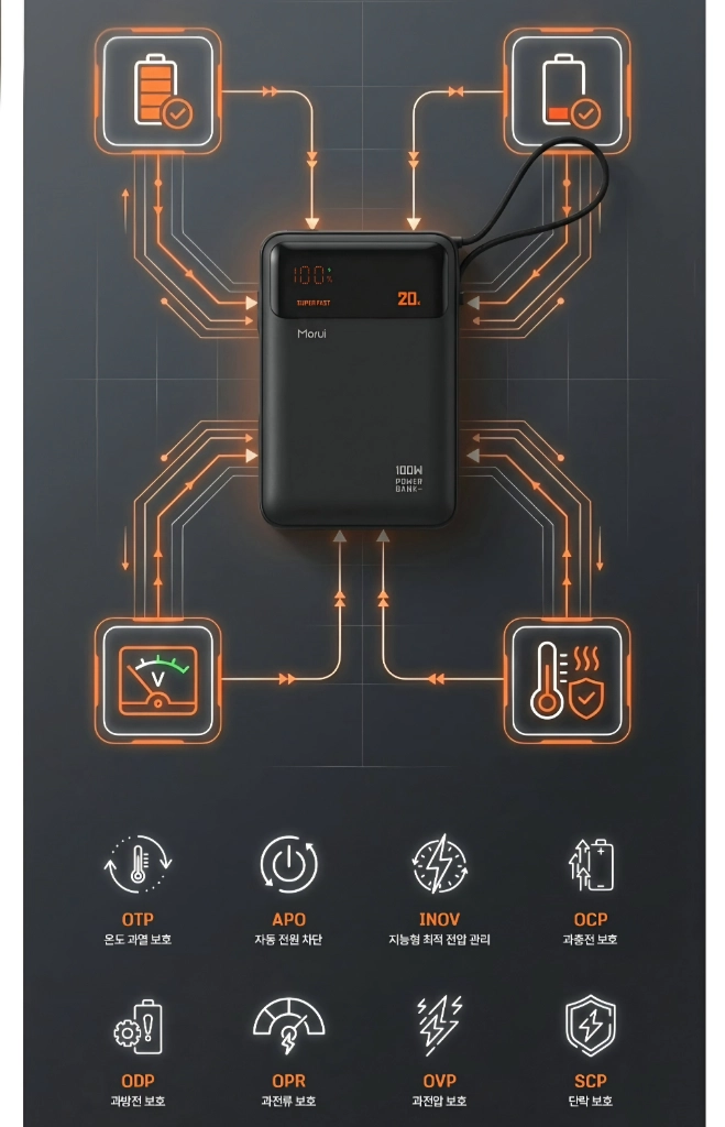 미개봉 새제품 모루이 MT-P10X 20000mAh 100W 고속 충전 보조배터리 이미지