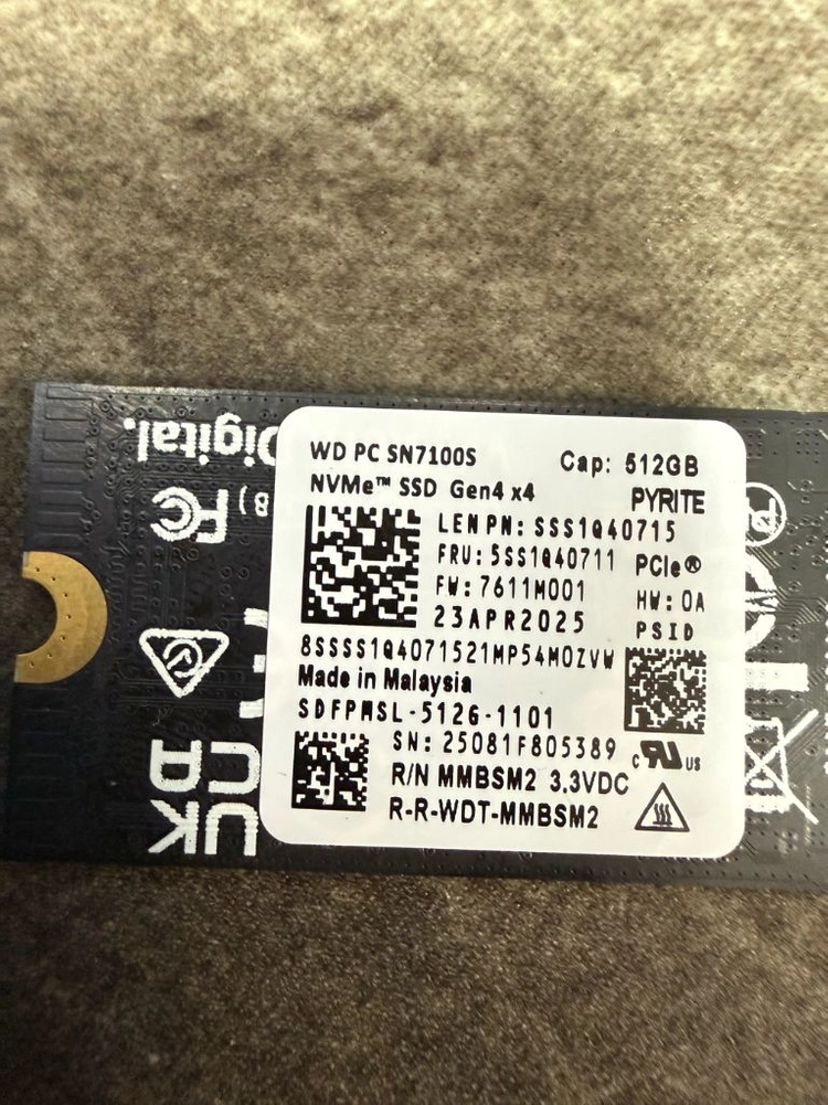 WD SN7100s 2242사이즈 512GB(속도 6800MB/s) 이미지