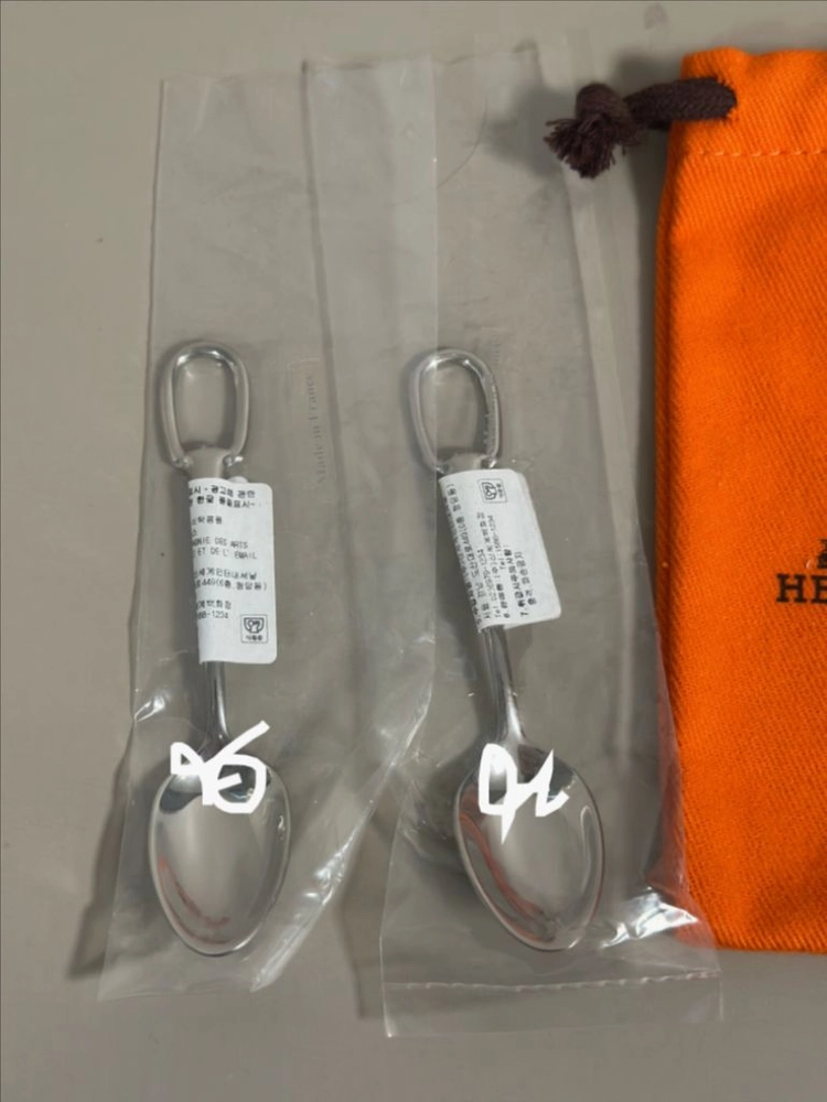 새상품 에르메스 스테인리스 스틸 모카 스푼 2개일괄(10cm) 이미지