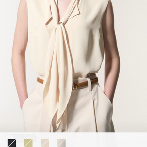 마인 타이 슬리브리스 블라우스 페일베이지 55 랑방 타임 더캐시미어 시스템 오브제 sjsj 이미지