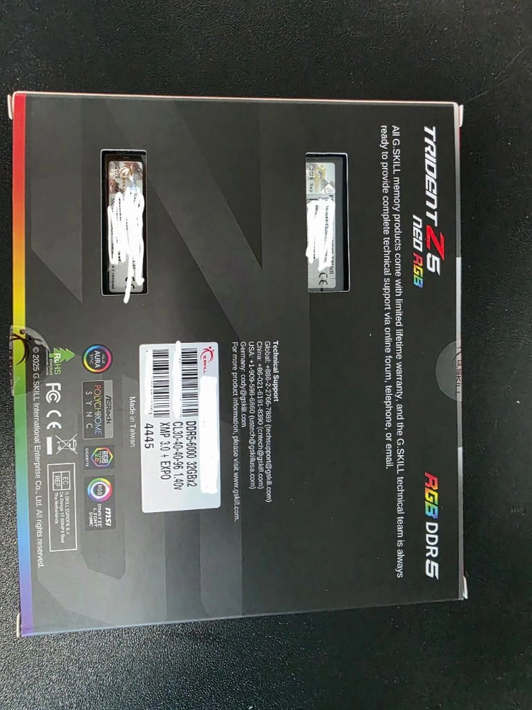 지스킬 DDR5 6000 CL30 TRIDENT Z5 NEO RGB 블랙 64gb 이미지