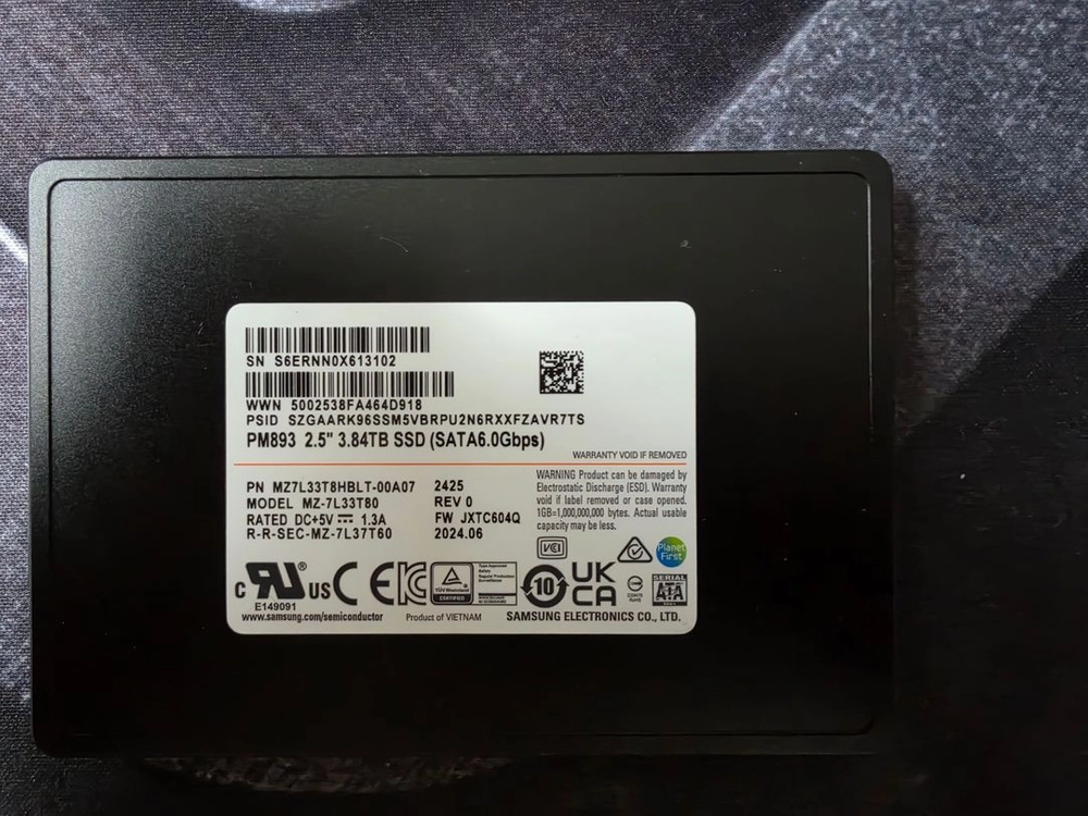 삼성 PM893 SSD 3.84TB 이미지