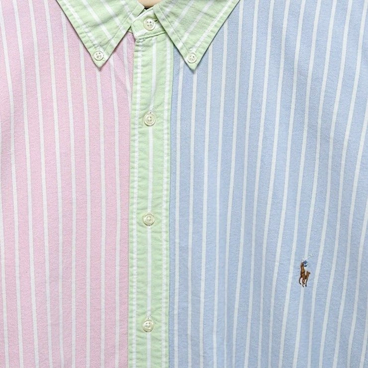 120~125 POLO 폴로 랄프로렌 긴팔 셔츠 옥스포드 컬러블록 빅사이즈 이미지