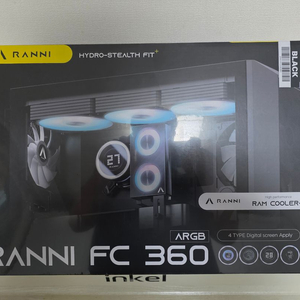 고성능 쿨링 성능을 자랑하는 Ranni FC 360 ARGB 수냉쿨러 블랙 색상이에요 이미지