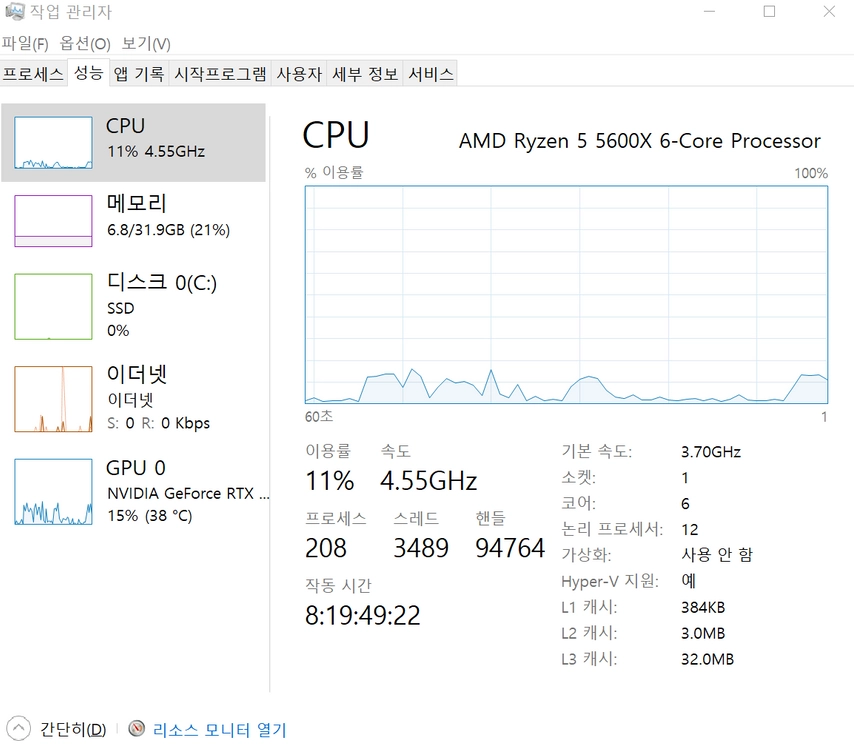 라이젠 5600X / RTX 3060 Ti / RAM 32GB / SSD 1TB 게이밍 본체 판매합니다. 이미지