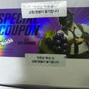배틀그라운드 배그 웰치스 보급함 콜라보 쿠폰 (1000지코인 + 보라 파자마 영구) 이미지