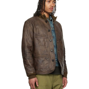 RRL 더블알엘 래더 카코트 자켓 이동휘 가죽 뉴스보이 무스탕 폴로 발마칸 이진욱 크리켓 덱자켓 러프아웃 스웨이드 이미지