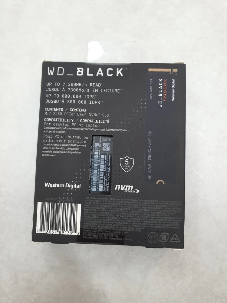 (미개봉 신제품) WD BLACK SN850X 1TB M.2 NVMe SSD 팝니다 이미지