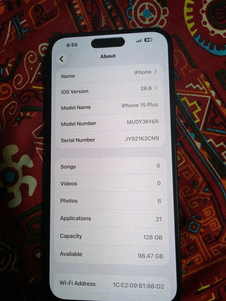 애플 아이폰 15 플러스 128GB 블랙 새 휴대폰 이미지