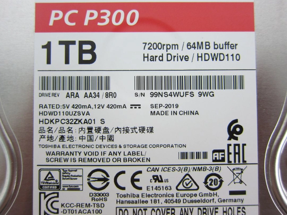 도시바 하드디스크 P300 7200/64M (1TB, HDWD110) 이미지