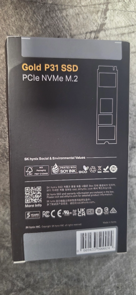 하이닉스 P31PCIe NVMe M.2 SSD 2TB 미개봉 이미지