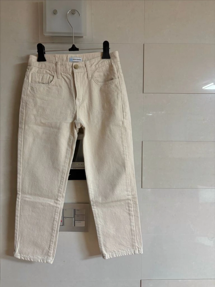 연베이지 크롭 면팬츠 바지 s 이미지