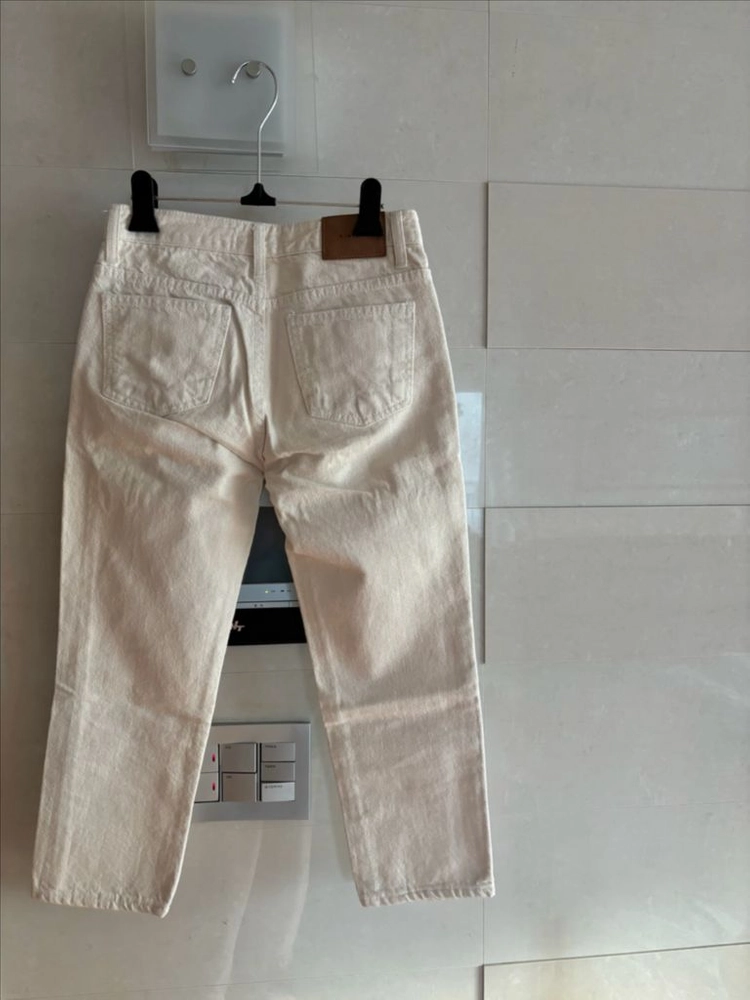 연베이지 크롭 면팬츠 바지 s 이미지