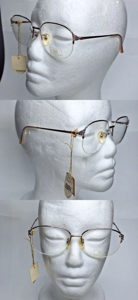 BIR 3589 반무테 안경테 54mm 티타늄 모더니즘 일본 빈티지 데드스톡 여성용 핑크골드 아메카지 패션 레트로 이미지