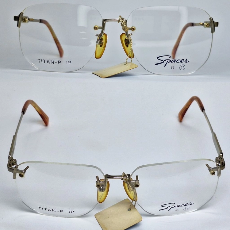 SPACER S-304 무테 안경테 57mm 일본 빈티지 데드스톡 IP도금 레트로 클래식 복고 패션 아이웨어 수입 이미지