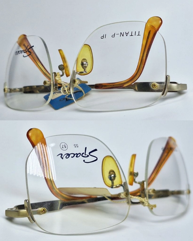 SPACER S-304 무테 안경테 57mm 일본 빈티지 데드스톡 IP도금 레트로 클래식 복고 패션 아이웨어 수입 이미지