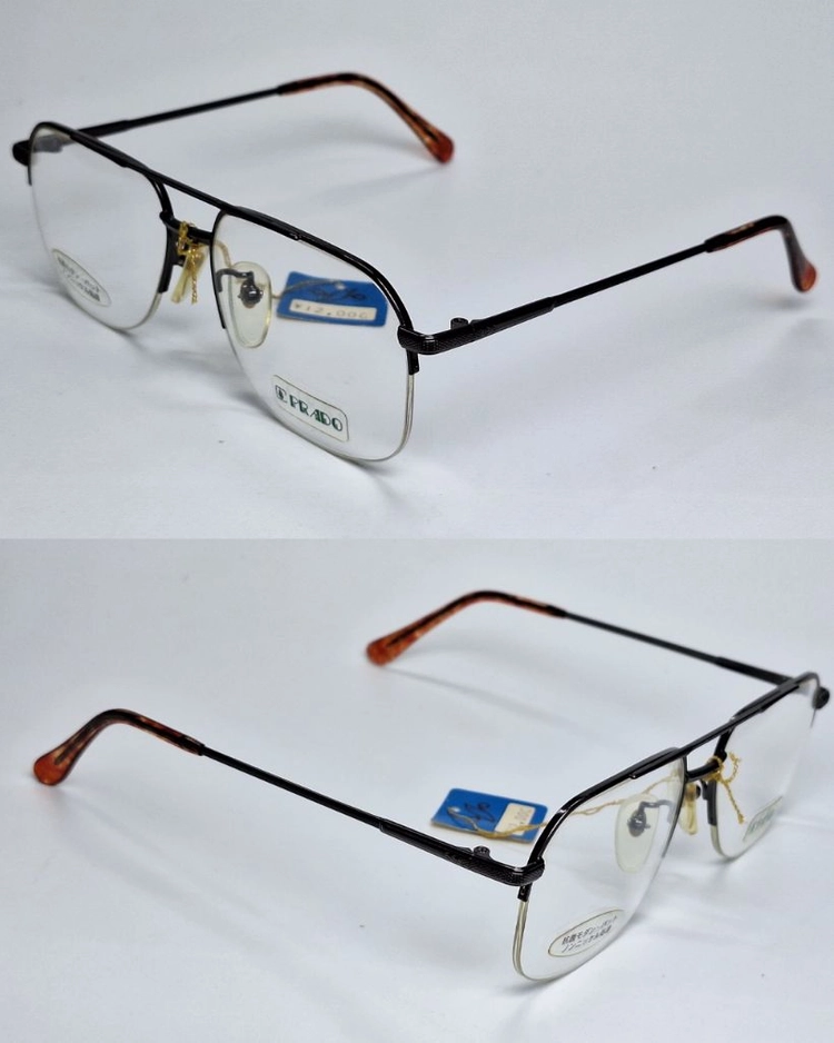 프라도 PRADO 508 반무테 안경테 54mm 투브릿지 건메탈 일본 빈티지 데드스톡 더블브릿지 클래식 레트로 패션 이미지