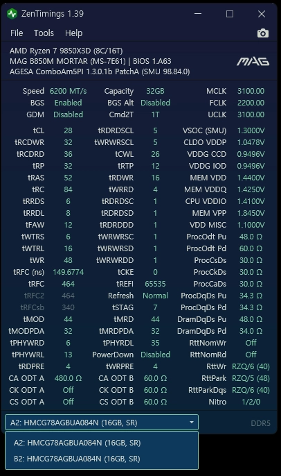 SK하이닉스 DDR5 5600 16GBx2 32GB A다이 이미지