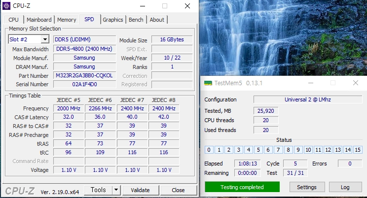 DDR5 4800 16GB 메모리 2개 세트 이미지