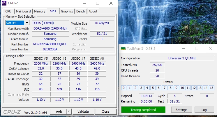 DDR5 4800 16GB 메모리 2개 세트 이미지