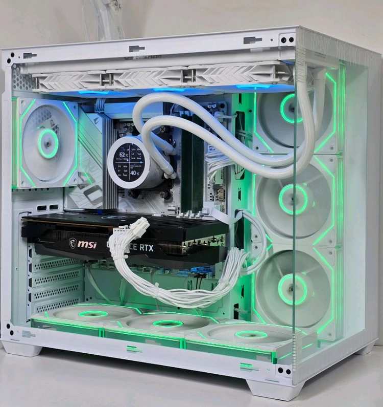 (새제품 반본체 수랭 화이트) 9800X3D, B850M, 32GB, 1000W, 수랭쿨러, 방송게이밍컴퓨터본체 이미지
