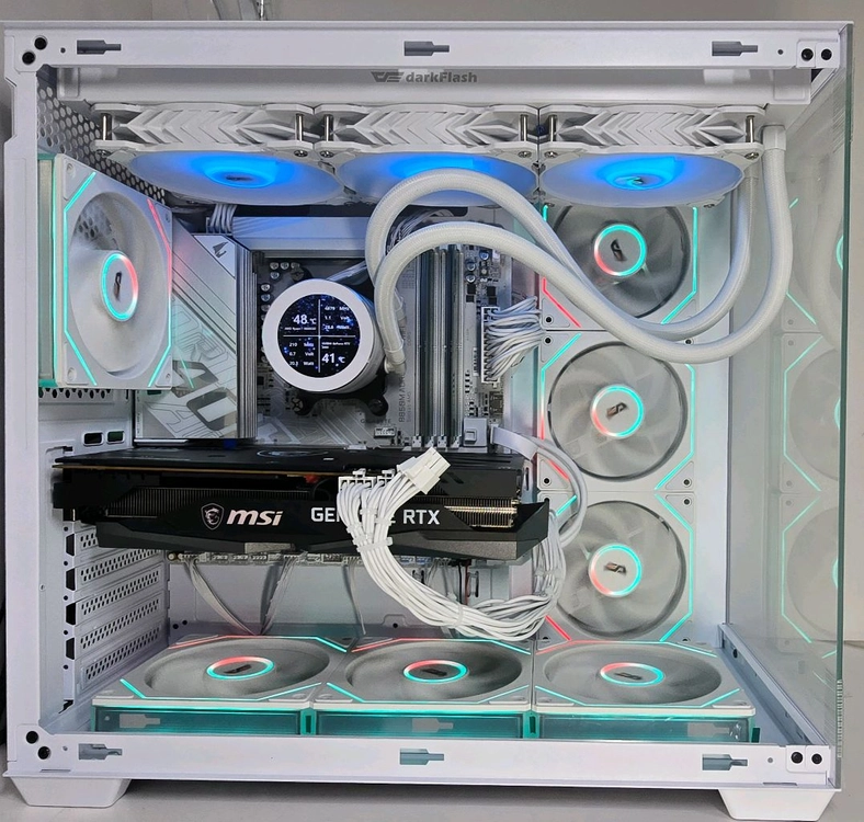 (새제품 반본체 수랭 화이트) 9800X3D, B850M, 32GB, 1000W, 수랭쿨러, 방송게이밍컴퓨터본체 이미지
