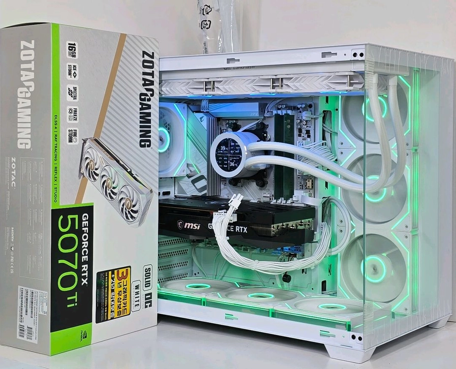 (새제품 반본체 수랭 화이트) 9800X3D, B850M, 32GB, 1000W, 수랭쿨러, 방송게이밍컴퓨터본체 이미지