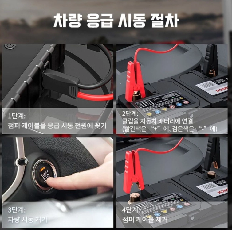 (무배) 긴급시동 보조배터리입니다. 12V 5000A 피크 전류로 밴, 픽업트럭, SUV, 모터보트, 오토바이 등 이미지