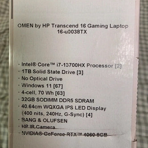 HP OMEN 16 Transcend 게이밍 노트북 RTX4060