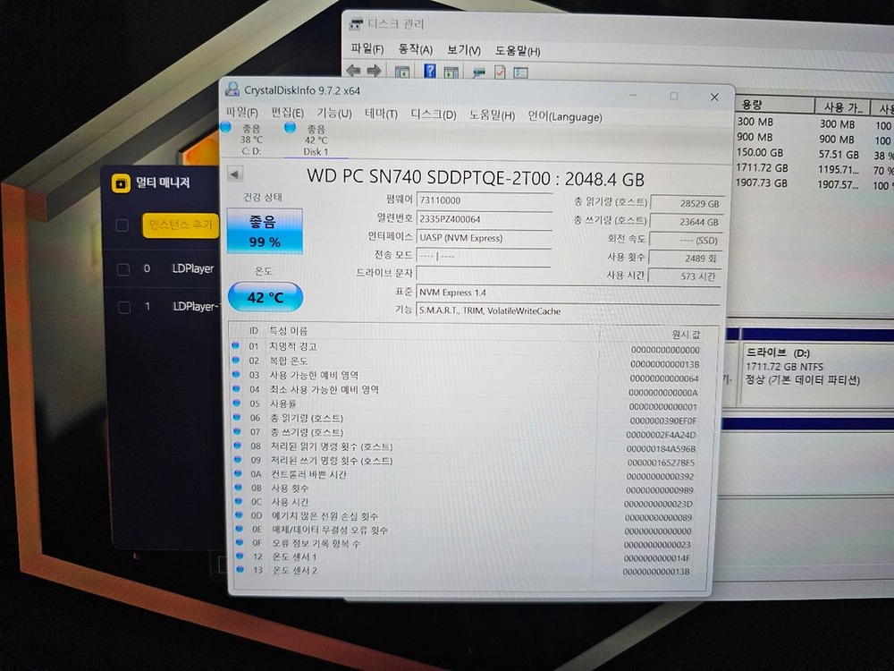 WD sn740 2tb nvme m.2 ssd 2230 이미지