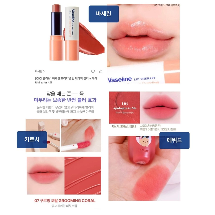 키르시 삐아 고독한인생 퓌 로지 무지개맨션 얼터너티브스테레오 코코밀크 틴트 / 멀멀 굽굽 웜톤 립 이미지