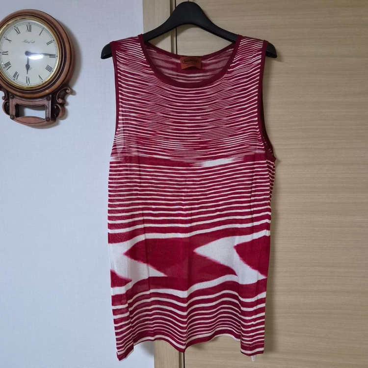 미쏘니(MISSONI) 패턴 니트 슬리브리스 민소매 탑 이미지