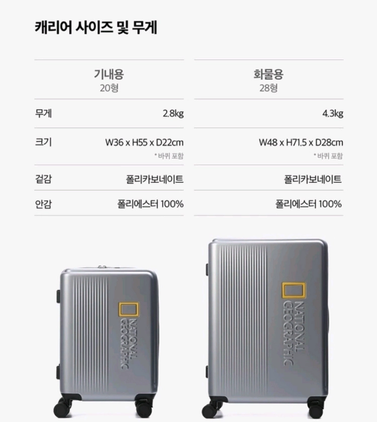 내셔널지오그래픽 캐리어 페이지 20인치 기내용 새제품 이미지