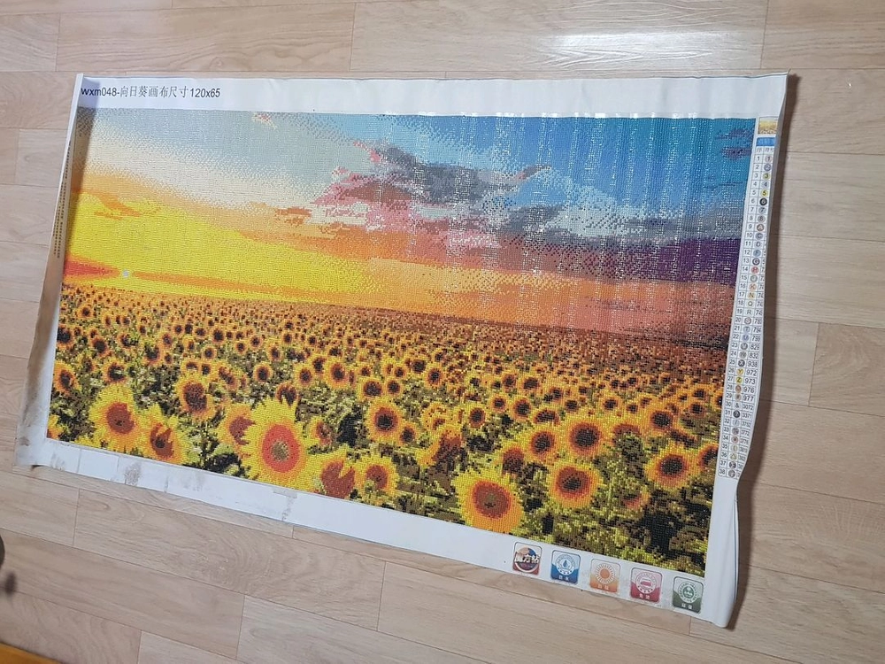 초대형 해바라기밭 금전운 보석십자수 완성품 120x65 이미지